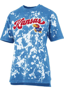 Pressbox Kansas Jayhawks Womens Blue Bleach Wash Bonanza Short Sleeve T-Shirt