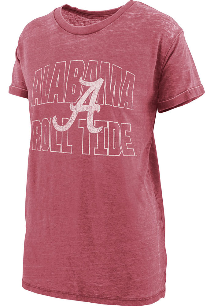 Alabama Crimson Tide Womens Crimson Burnout Maxine Short Sleeve T-Shirt
