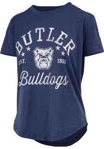 Pressbox Butler Bulldogs Womens Navy Blue Rounded Bottom Jade Short Sleeve T-Shirt