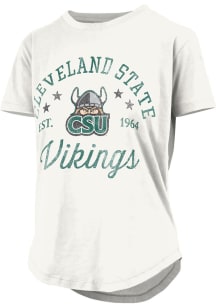 Pressbox Cleveland State Vikings Womens White Rounded Bottom Jade Short Sleeve T-Shirt