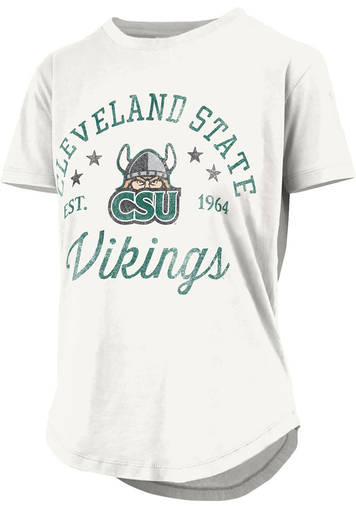 Cleveland State Vikings Womens White Rounded Bottom Jade Short Sleeve T-Shirt