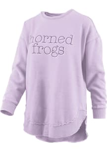 Pressbox TCU Horned Frogs Womens Lavender Burnout Blue Jean Baby Poncho Crew Sweatshirt