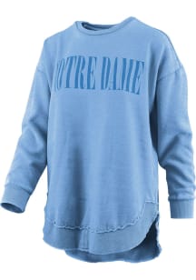Pressbox Notre Dame Fighting Irish Womens Light Blue Burnout Showtime Poncho Crew Sweatshirt
