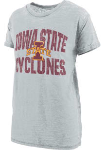 Pressbox Iowa State Cyclones Womens Grey Burnout Maxine Short Sleeve T-Shirt
