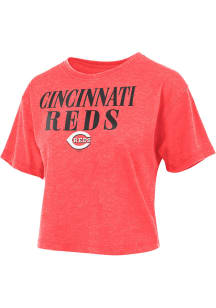 Cincinnati Reds Womens Red Waist Short Sleeve T-Shirt
