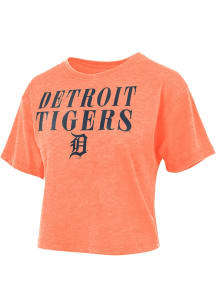 Detroit Tigers Womens Orange Waist Short Sleeve T-Shirt