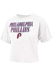 Philadelphia Phillies Womens Ivory Waist Short Sleeve T-Shirt
