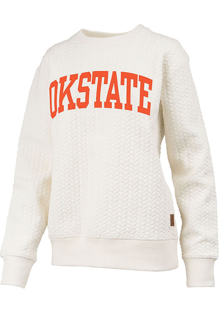 Oklahoma State Cowboys Womens White Applique Crew Sweatshirt