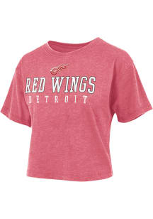 Detroit Red Wings Womens Red Vintage Crop Short Sleeve T-Shirt