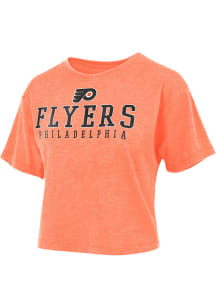 Philadelphia Flyers Womens Orange Vintage Crop Short Sleeve T-Shirt