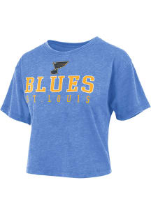 St Louis Blues Womens Blue Vintage Crop Short Sleeve T-Shirt