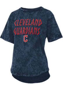 Cleveland Guardians Womens Navy Blue Mineral Short Sleeve T-Shirt