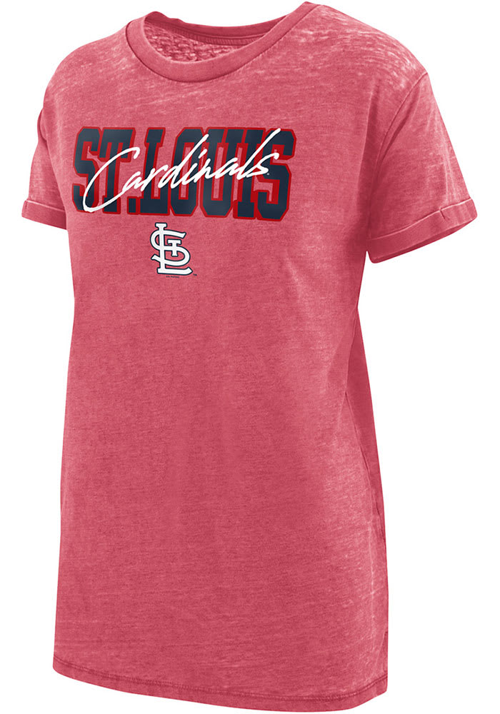 St Louis Cardinals Womens Red Boyfriend Short Sleeve T-Shirt