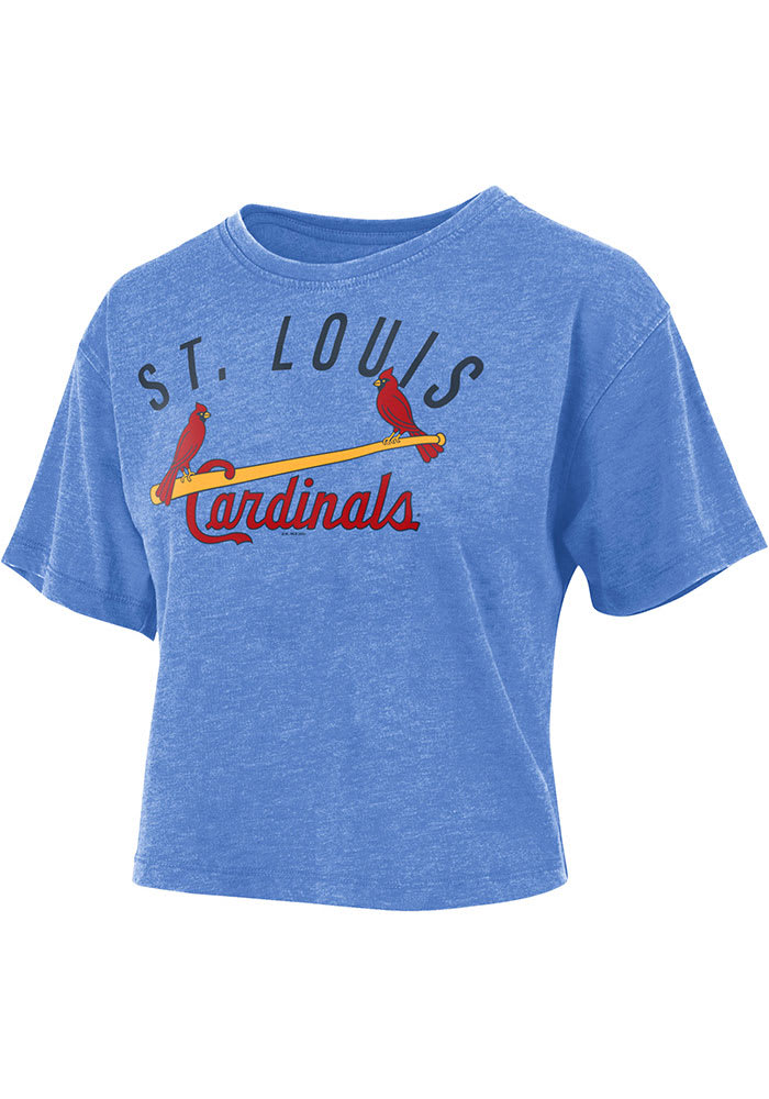 St Louis Cardinals Womens Light Blue Rib Ruched Bottom Short Sleeve T-Shirt