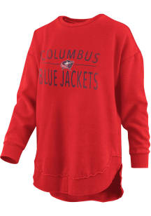 Columbus Blue Jackets Womens Red Fleece Crew Sweatshirt