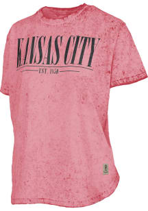 Pressbox Kansas City Womens Red Sun Washed Wordmark Short Sleeve T-Shirt