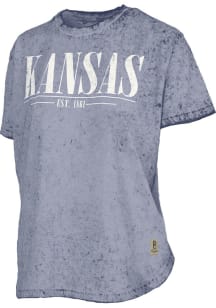 Pressbox Kansas Womens Navy Blue Sun Washed Wordmark Short Sleeve T-Shirt