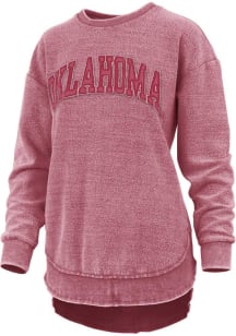 Pressbox Oklahoma Sooners Womens Crimson Ponchoville Crew Sweatshirt