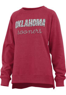 Pressbox Oklahoma Sooners Womens Crimson Steamboat Crew Sweatshirt