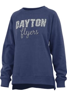 Pressbox Dayton Flyers Womens Navy Blue Steamboat Crew Sweatshirt