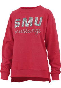 Pressbox SMU Mustangs Womens Red Steamboat Crew Sweatshirt