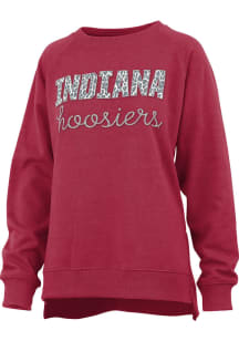 Pressbox Indiana Hoosiers Womens Crimson Steamboat Crew Sweatshirt