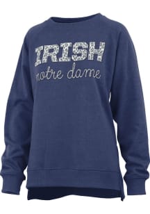 Pressbox Notre Dame Fighting Irish Womens Navy Blue Steamboat Crew Sweatshirt
