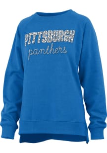 Pressbox Pitt Panthers Womens Blue Steamboat Crew Sweatshirt