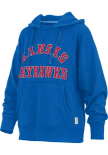 Pressbox Kansas Jayhawks Womens Blue Cozy Tackle Twill Hooded Sweatshirt