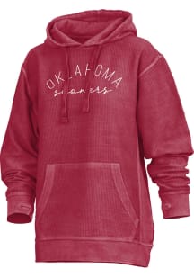 Pressbox Oklahoma Sooners Womens Crimson Cord Hooded Sweatshirt