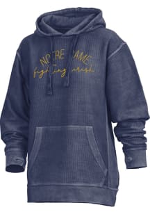 Pressbox Notre Dame Fighting Irish Womens Navy Blue Cord Hooded Sweatshirt