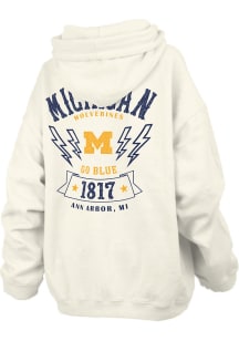 Womens Michigan Wolverines Ivory Pressbox RNR Hooded Sweatshirt