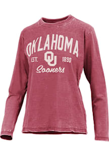 Pressbox Oklahoma Sooners Womens Crimson Vintage Burnout LS Tee
