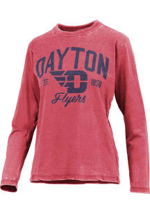 Pressbox Dayton Flyers Womens Red Vintage Burnout LS Tee
