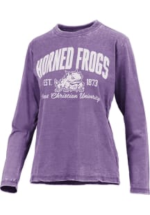 Pressbox TCU Horned Frogs Womens Purple Vintage Burnout LS Tee