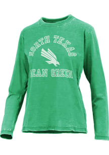 Pressbox North Texas Mean Green Womens Kelly Green Vintage Burnout LS Tee