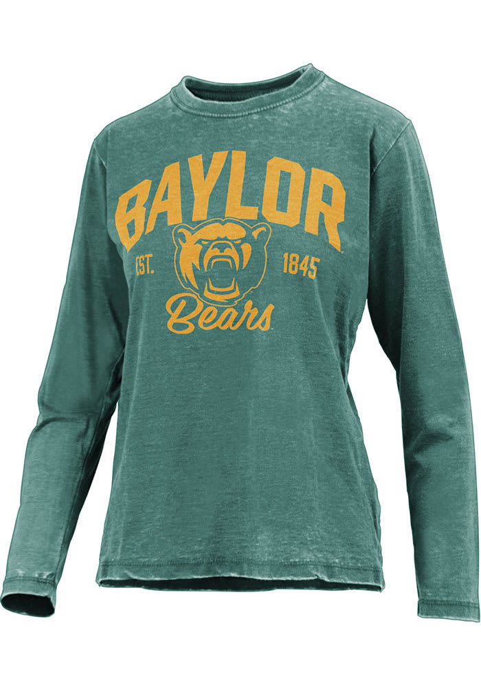 Baylor Bears Womens Green Vintage Burnout LS Tee