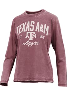 Pressbox Texas A&amp;M Aggies Womens Maroon Vintage Burnout LS Tee