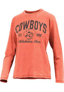 Pressbox Oklahoma State Cowboys Womens Orange Vintage Burnout LS Tee