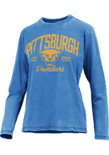 Pressbox Pitt Panthers Womens Blue Vintage Burnout LS Tee