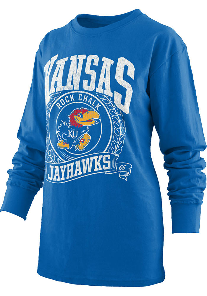 Kansas Jayhawks Womens Blue Big Country LS Tee