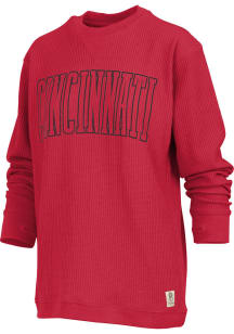 Womens Cincinnati Bearcats Red Pressbox Surf LS Tee