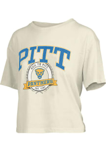 Pressbox Pitt Panthers Womens Ivory Knobi Short Sleeve T-Shirt