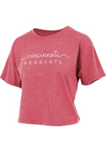 Pressbox Cincinnati Bearcats Womens Red Vintage Crop Short Sleeve T-Shirt