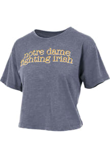 Pressbox Notre Dame Fighting Irish Womens Navy Blue Vintage Crop Short Sleeve T-Shirt