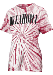 Pressbox Oklahoma Sooners Womens Crimson Tie Dye Short Sleeve T-Shirt