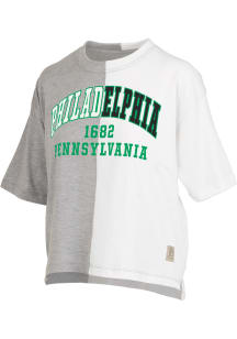 Pressbox Philadelphia Womens Grey Half and Half Arched Wordmark Short Sleeve T-Shirt