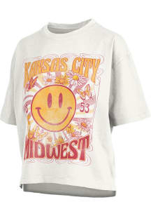 Pressbox Kansas City Womens White Smiley Crop Short Sleeve T-Shirt