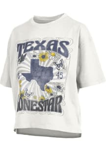 Pressbox Texas Womens White State Shape Crop Short Sleeve T-Shirt