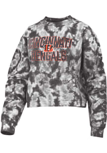 Cincinnati Bengals Womens Black Tie Dye Crew Sweatshirt